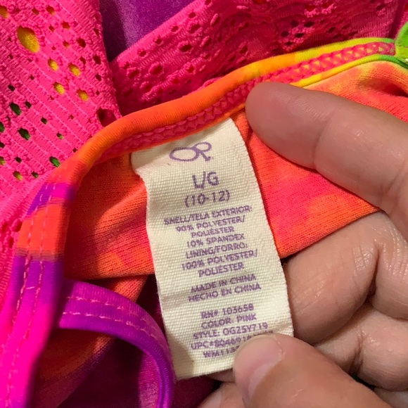 Swim tank top by OP, size large 10/12 Pink Multi - Picture 7 of 7